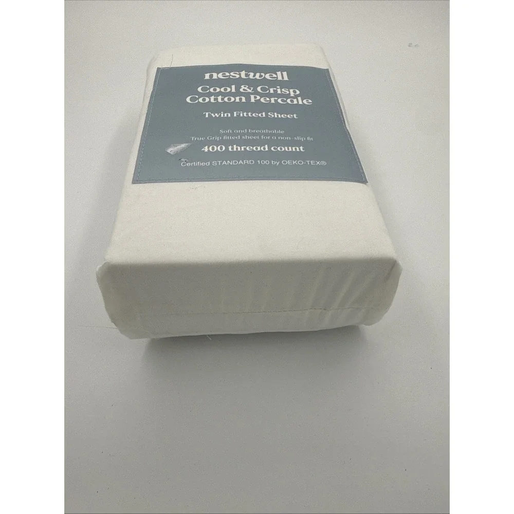 Nestwell Cool & Crisp Twin white fitted 400 Thread count sheet New in package